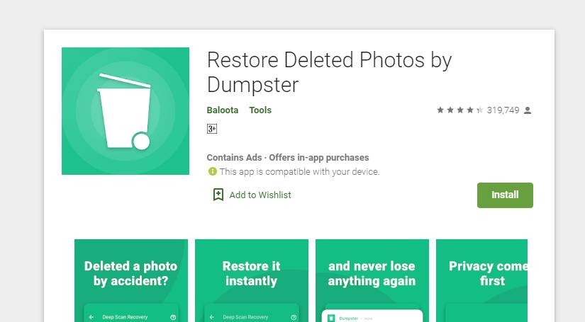 Restore Deleted Photos by Dumpster