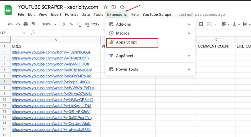 How To Bulk Scrape Youtube Video Details Using Google Sheet – Xedricity.com